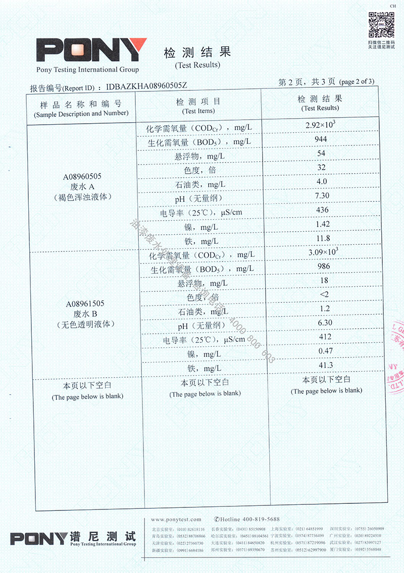 噴漆廢水處理設(shè)備檢測(cè)報(bào)告3